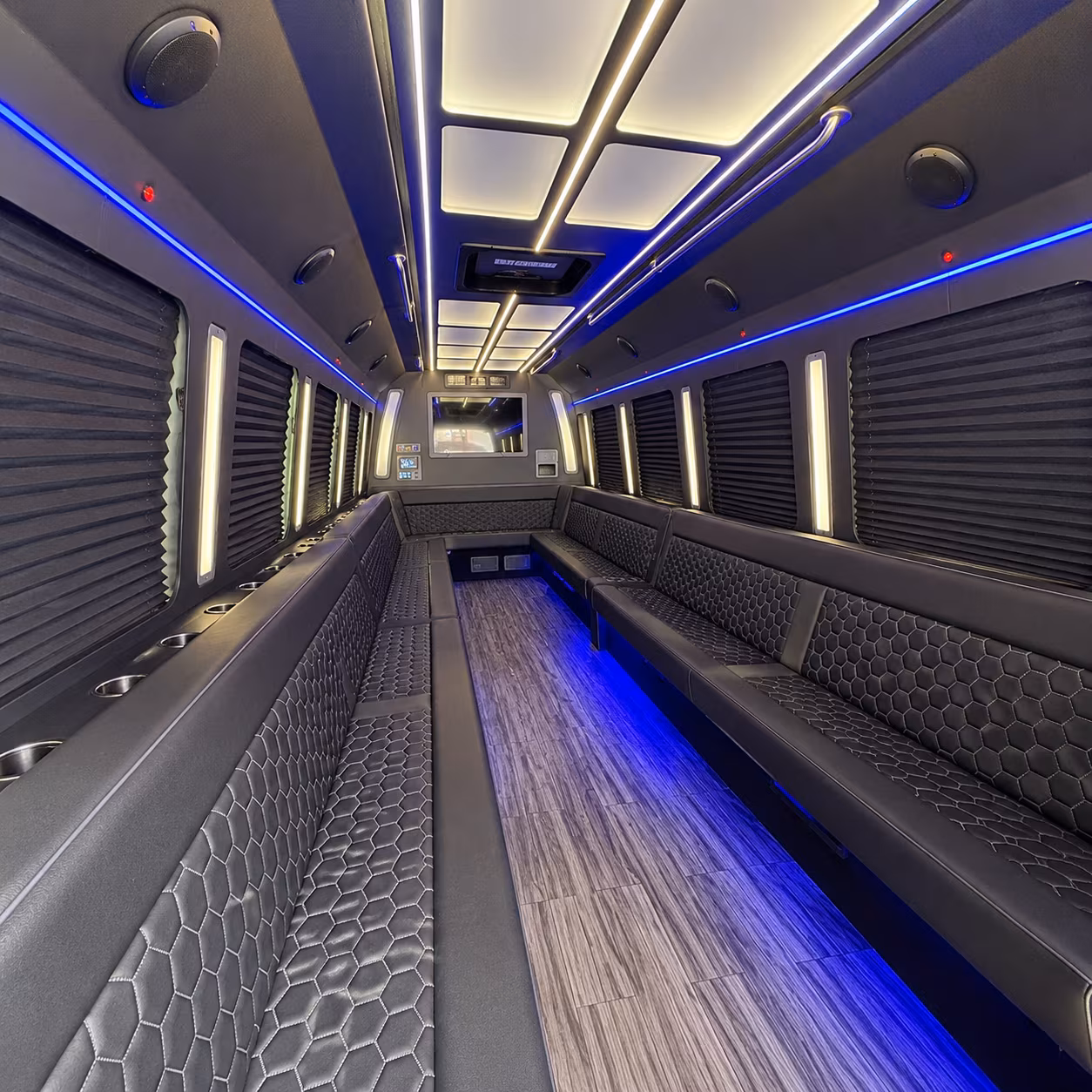 warren 30 passenger party bus interior