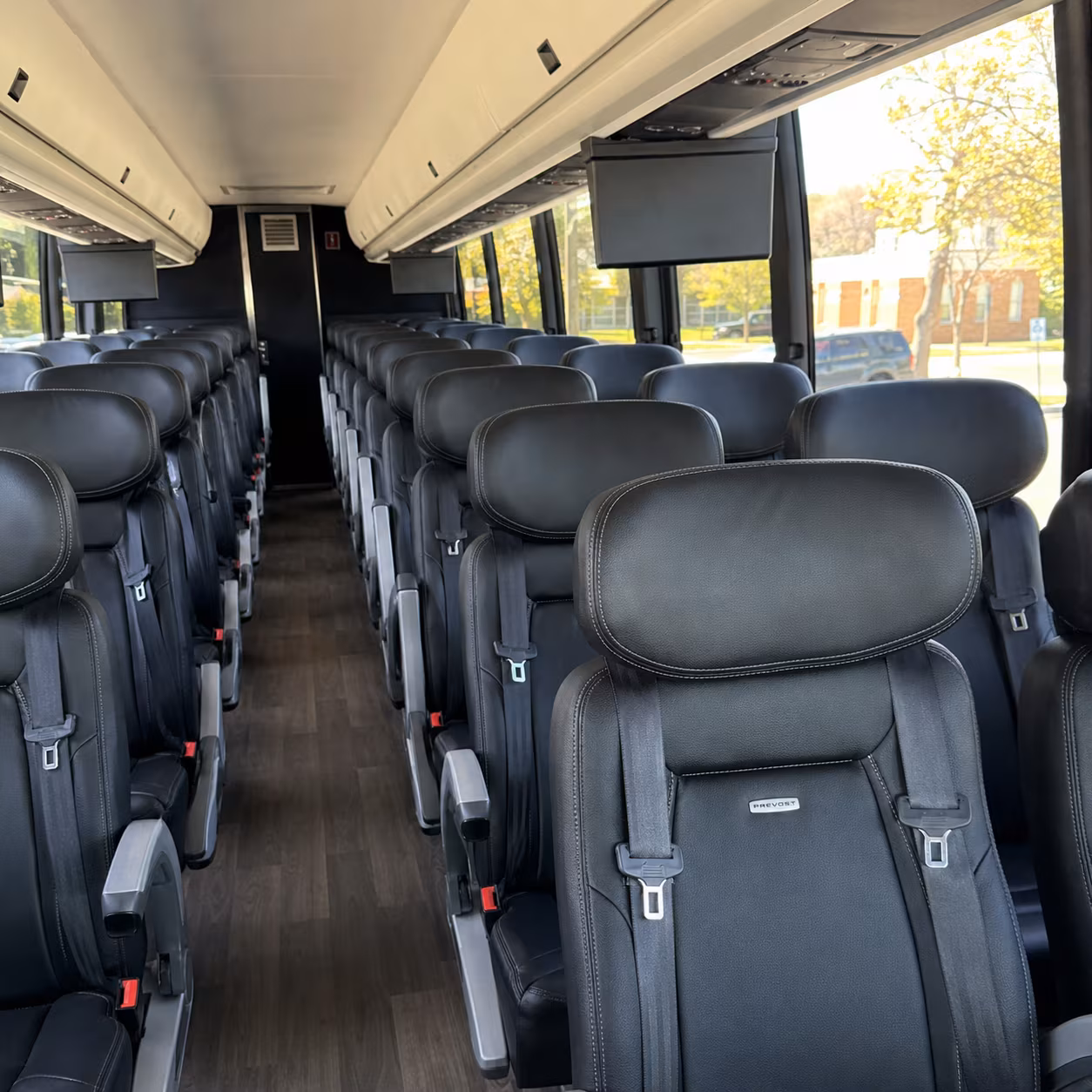 warren 45 passenger charter bus inside