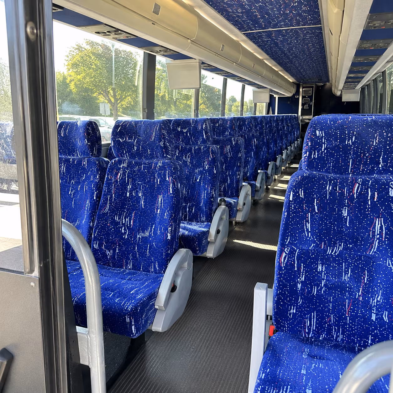 warren 50 passenger charter bus inside