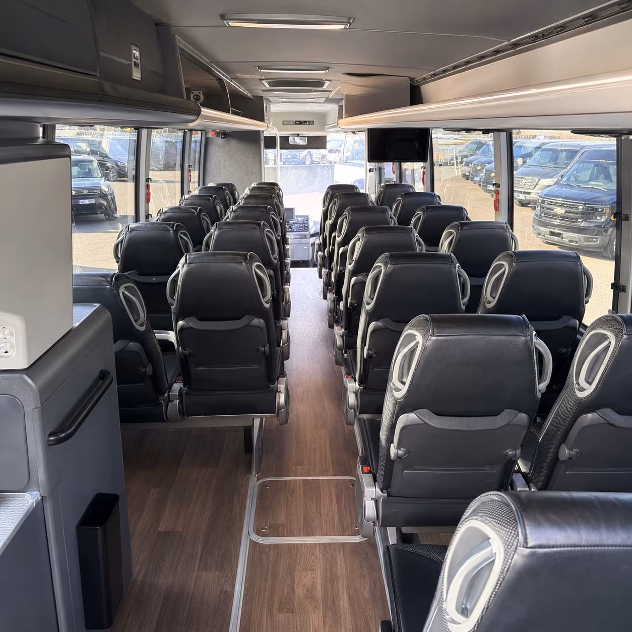 warren charter bus inside